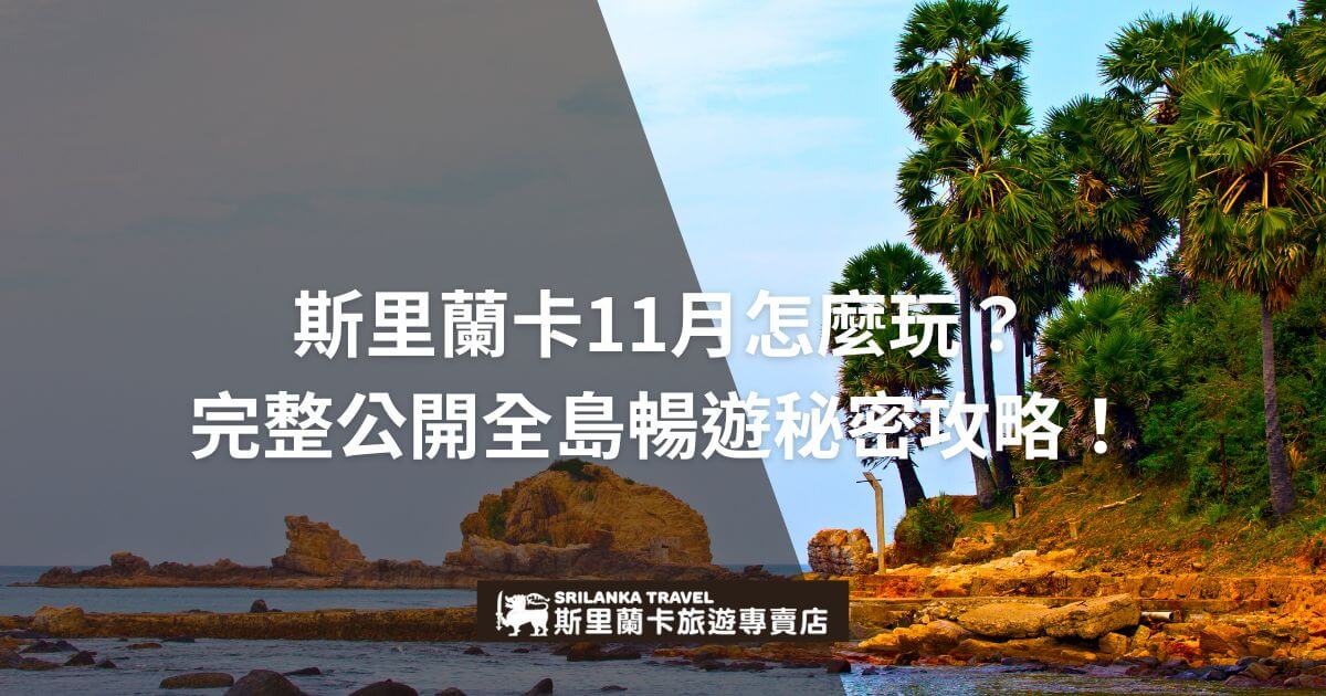 此圖片展示了斯里蘭卡的海邊風景，強調11月前往斯里蘭卡旅遊的建議，並提供暢遊該島的攻略。